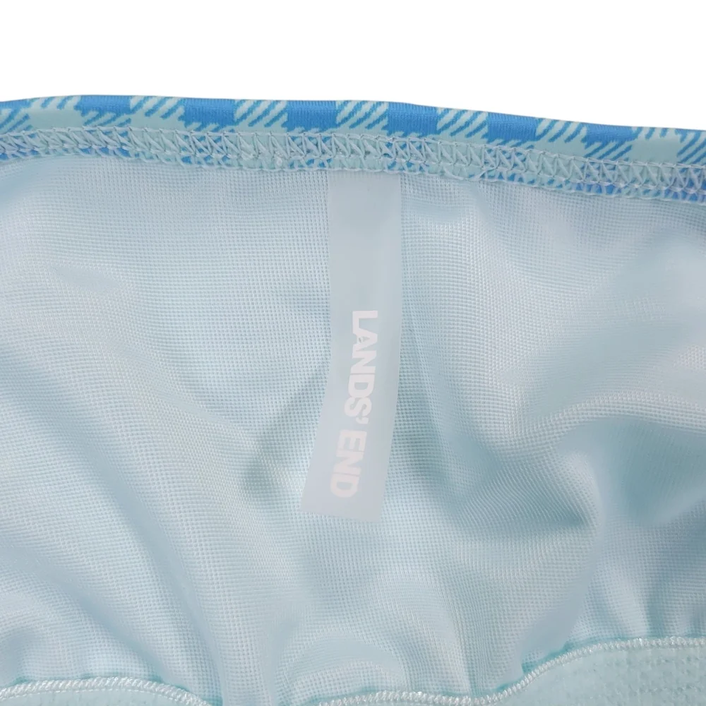 Lands End Square Neck Tankini Womens Plus 22W Swimsuit Top‎ Blue Gingham Check